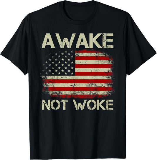 Vintage Old American Flag Awake Not Woke