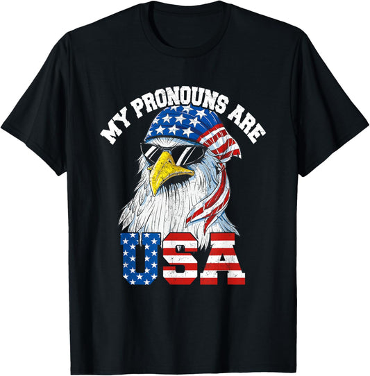My Pronouns Are Usa Patriotic Eagle Funny 4Th Of July