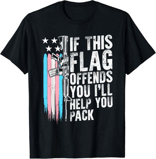 Proud Veteran Gun Lover American Flag Lgbt Pride Trans If This Flag Offends You Ar 15 Gun Rights Trans