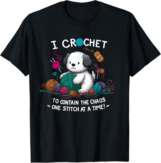 Funny Yarn Crochet Dog Theme Graphic Tees for Crochet Lovers