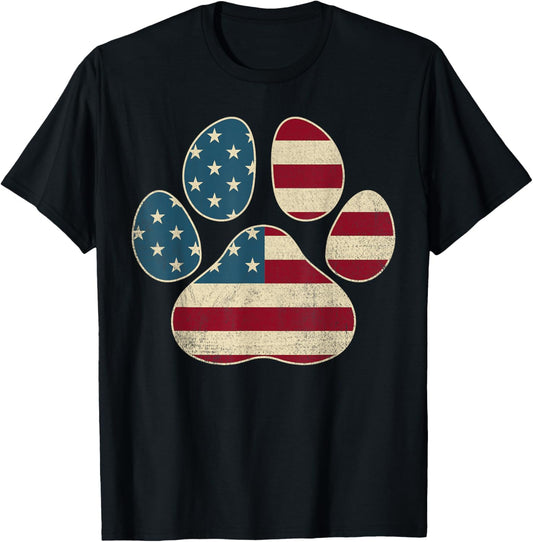 Vintage Usa Flag 4Th Of July Paw Print Patriotic Dog Lover