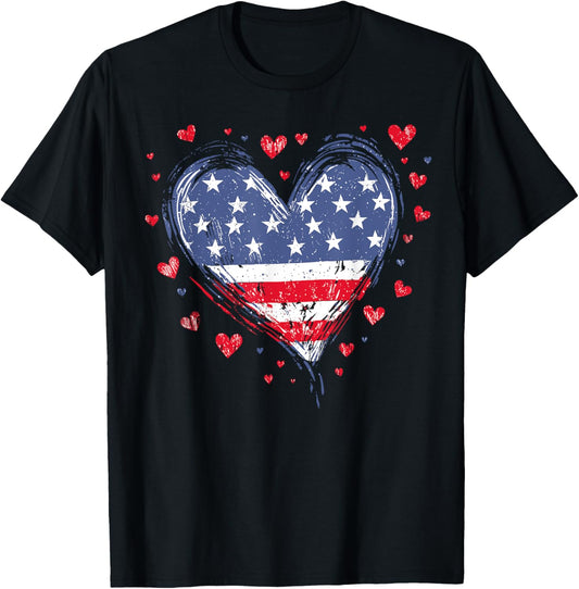 Cute American Flag Heart Usa Patriotic Womens 4Th Of July