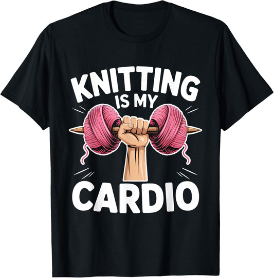Knitting Is My Cardio Funny Hobby Crafters Dumbbell Yarn