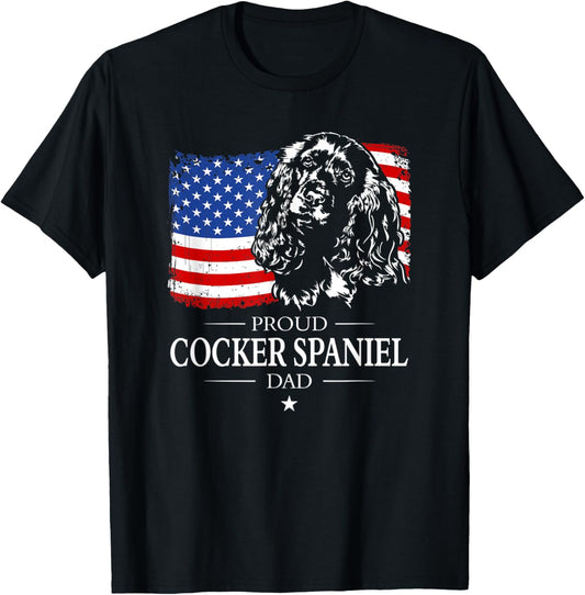 Mens Proud Cocker Spaniel Dad American Flag Patriotic Dog Gift