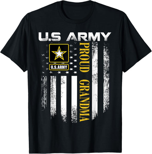 Vintage Us Army Proud Grandma With American Flag Gift