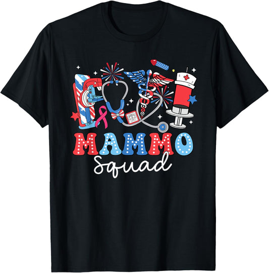 Groovy Mammo Squad Mammo Tech Usa Flag Fireworks 4Th Of July