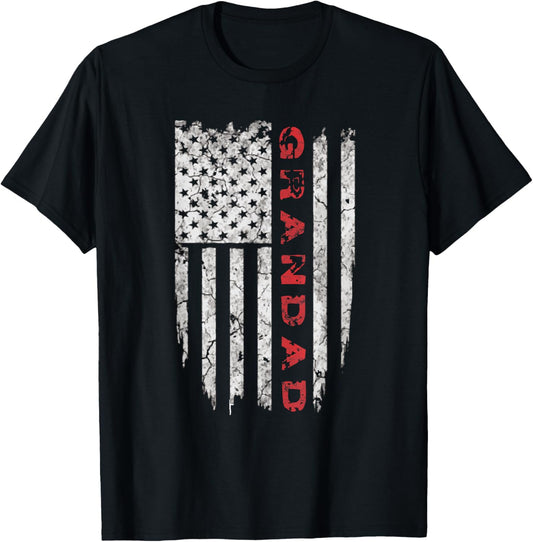 Family Tee Shirts For Men Women Grandad American Flag T Shirt Mens Tee Shirts T Shirt Black Short Sleeve Classic Fit Adult Mens Size Small