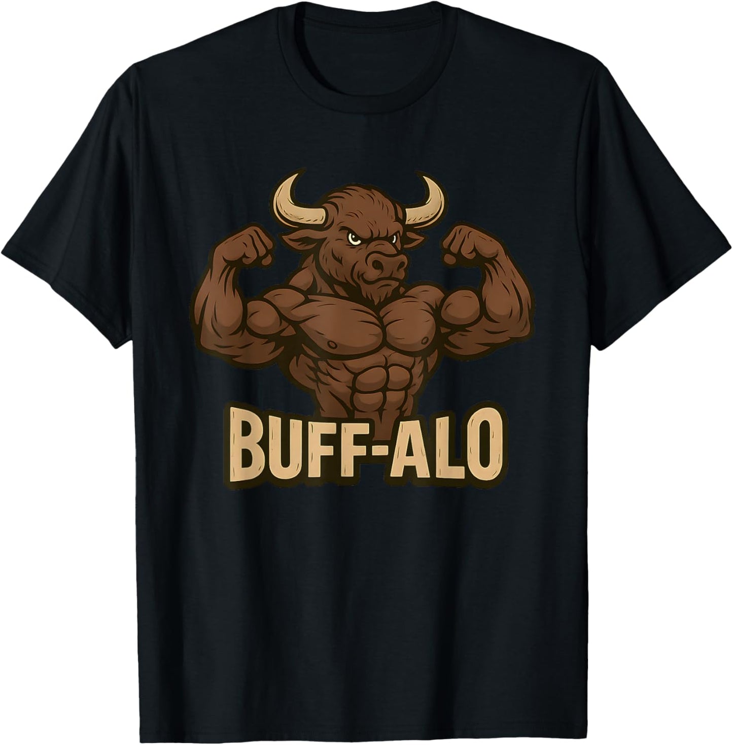 Funny Gym Buffalo Animal Pun Workout Flexing Bull Men Women