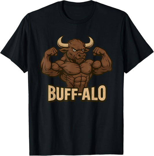 Funny Gym Buffalo Animal Pun Workout Flexing Bull Men Women