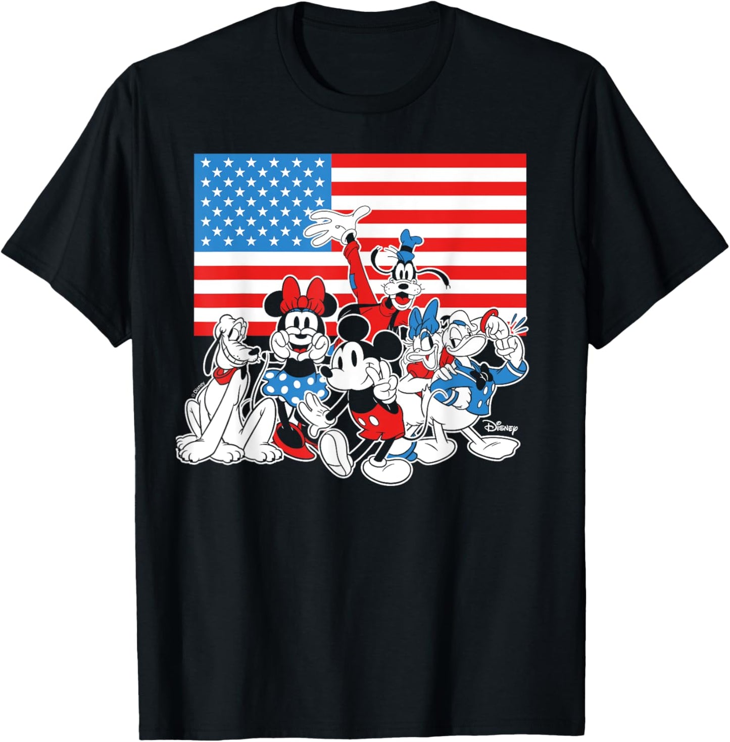 Mickey Mouse Fourth Of July Friends And American Flag