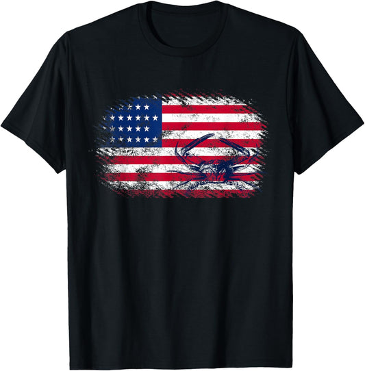 American Flag 4Th Of July Crab Fisherman Funny Crabbing Gift