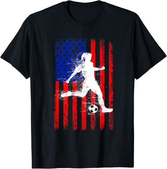 Usa American Flag Soccer Shirt For Girls Women