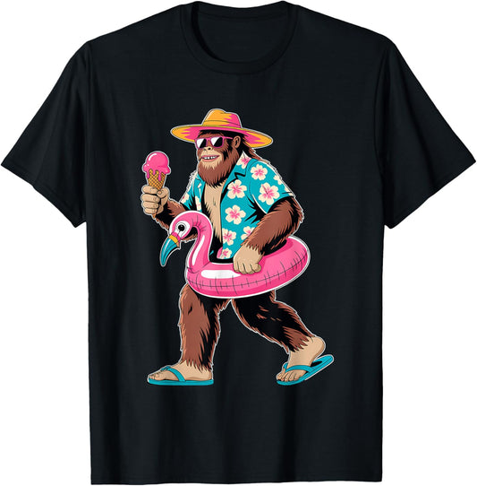 Bigfoot Pink Flamingo Aloha Pool Party Hawaiian Ice Cream.