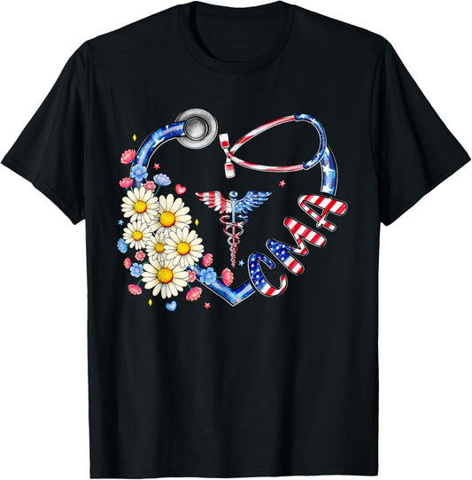 Certified Medical Assistant Cma 4Th July American Flag Heart