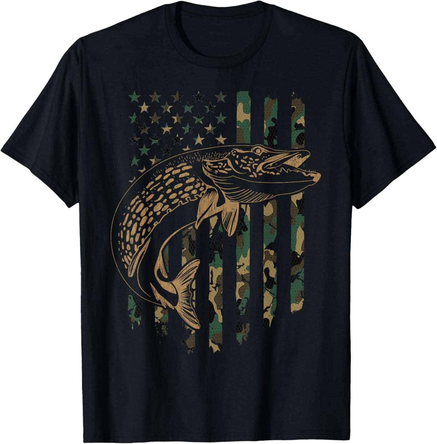 Pike Fishing American Flag Camouflage Muskie Fishing Camo