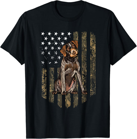 Camo American Flag German Wirehaired Pointer 4Th Of July Usa