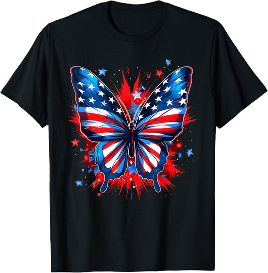 4Th Of July Butterfly Usa Flag Cute American Women Girl