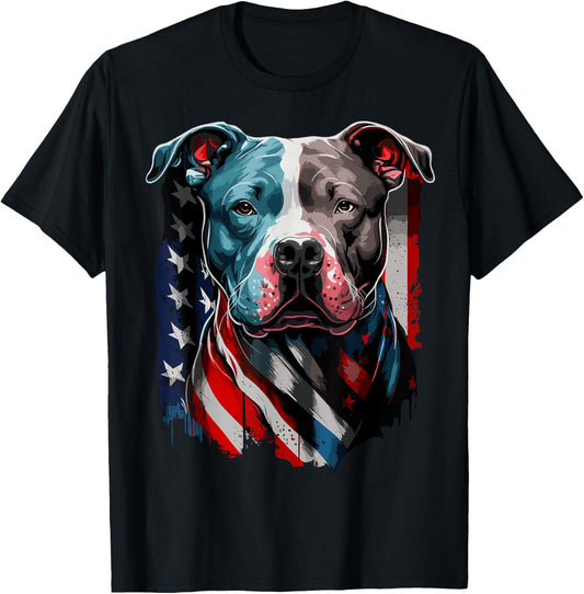 American Pitbull Terrier Usa Flag Patriotic Dog