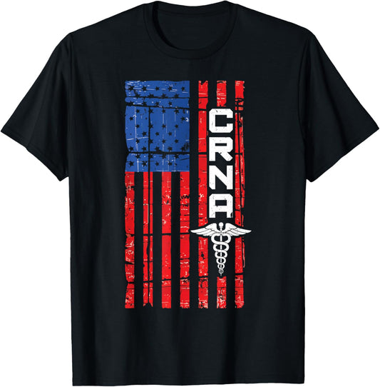 Crna American Flag Usa T Shirt For Proud Nurses