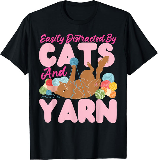 Crocheting Knitting Cat Easily Distracted By Cats And Yarn
