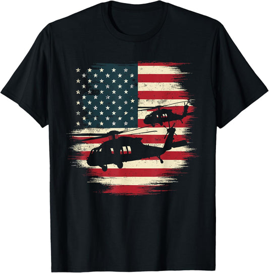 Helicopter Usa Vintage Flag American