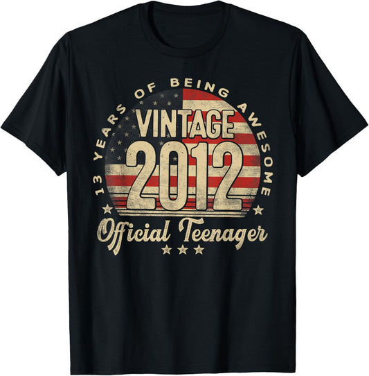 Vintage 2012 Official Teenager 13 Year Old Gifts Usa Flag