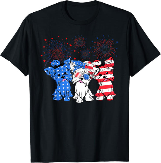 Funny Yorkie Yorkshire Dog American Flag Patriotic