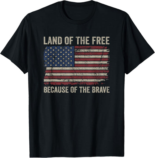 Land Of The Free Because Of The Brave Distress American Flag