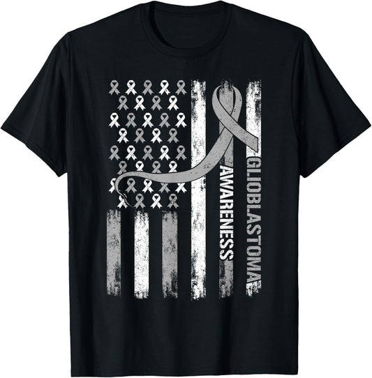 Glioblastoma Awareness Month American Flag Ribbon