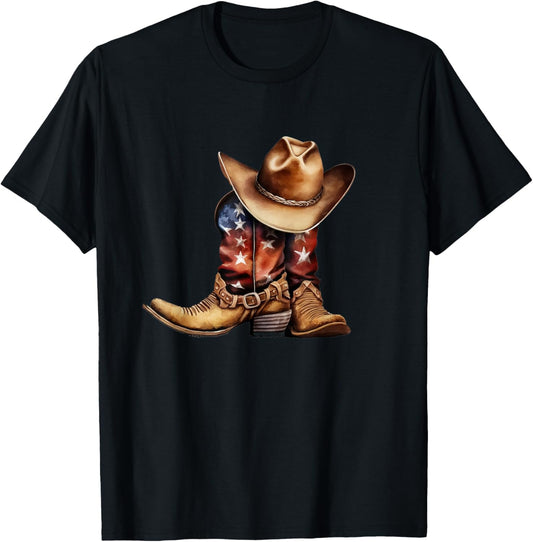 Western Cowboy Boots Patriotic American Usa Flag