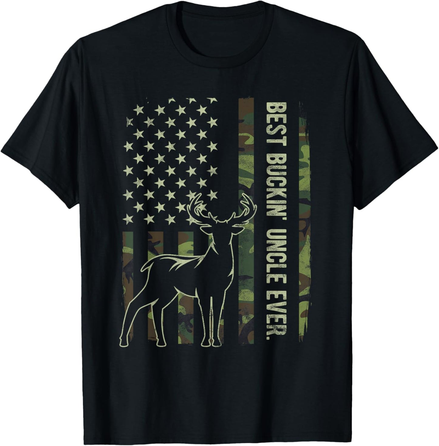 Best Buckin Uncle Ever Camo American Flag Deer Hunting