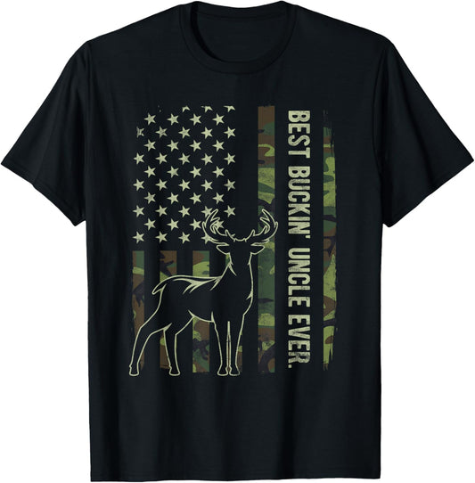 Best Buckin Uncle Ever Camo American Flag Deer Hunting