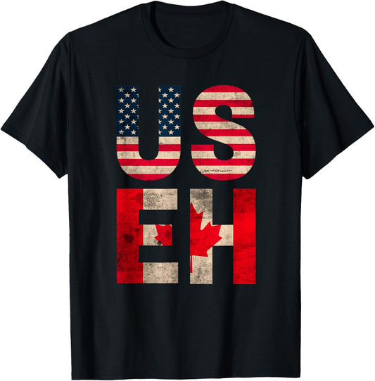 Us Eh Usa Canada Flag Retro Vintage Men Women Boys Girls Kid