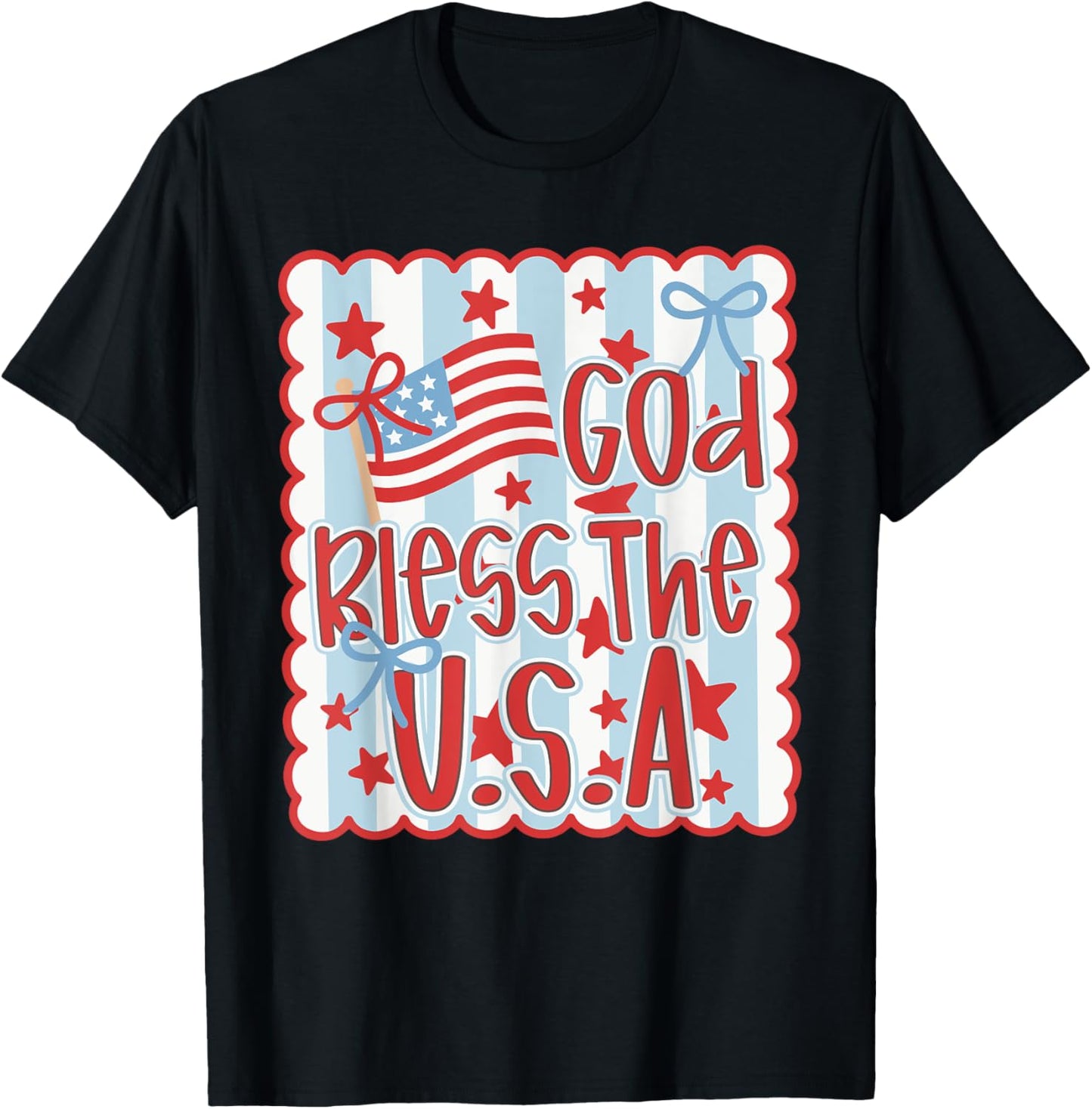 God Bless The Usa Coquette Bow American Freedom 4Th Of July