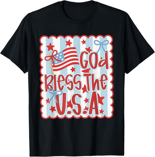 God Bless The Usa Coquette Bow American Freedom 4Th Of July