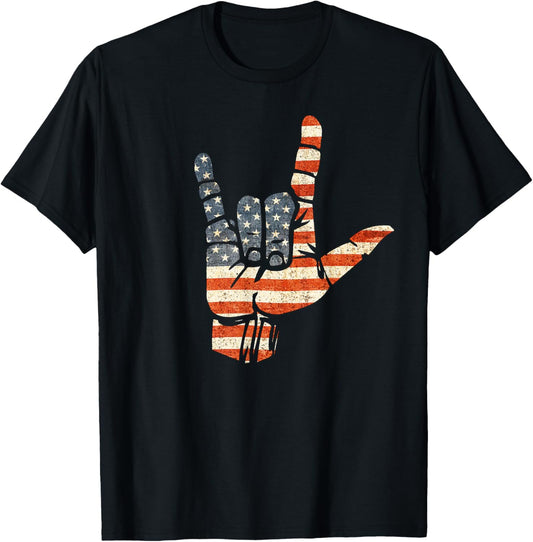 Flag Of Usai Love Us Sign Language American Patriotic