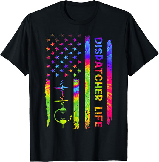 American Usa Flag 911 Dispatcher Vintage Tie Dye Hippie 911