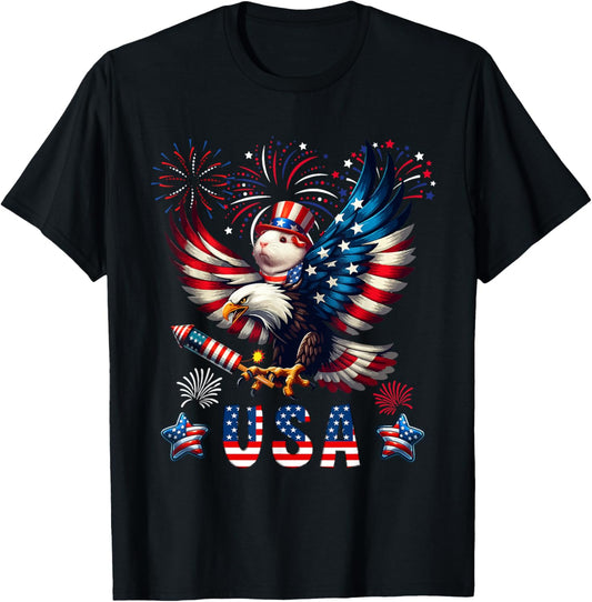 Usa 4Th Of July Guinea Pig Riding Eagle Fireworks Patriotic