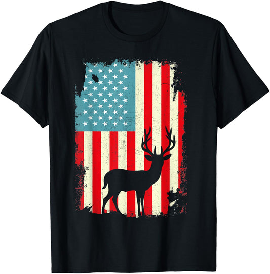 Patriotic Deer Hunting Whitetail Buck Usa Flag 4Th Of July