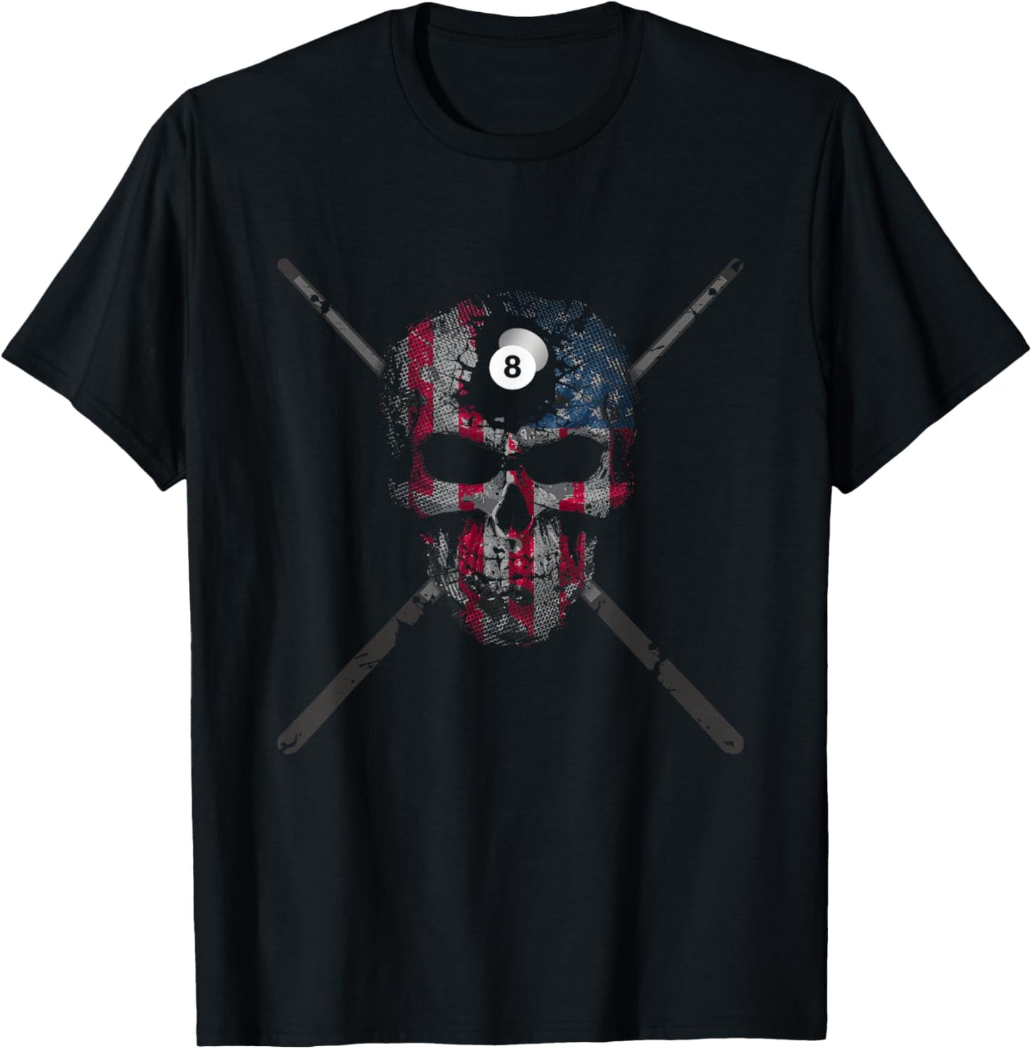 American Flag Skull Billiards Pool Player