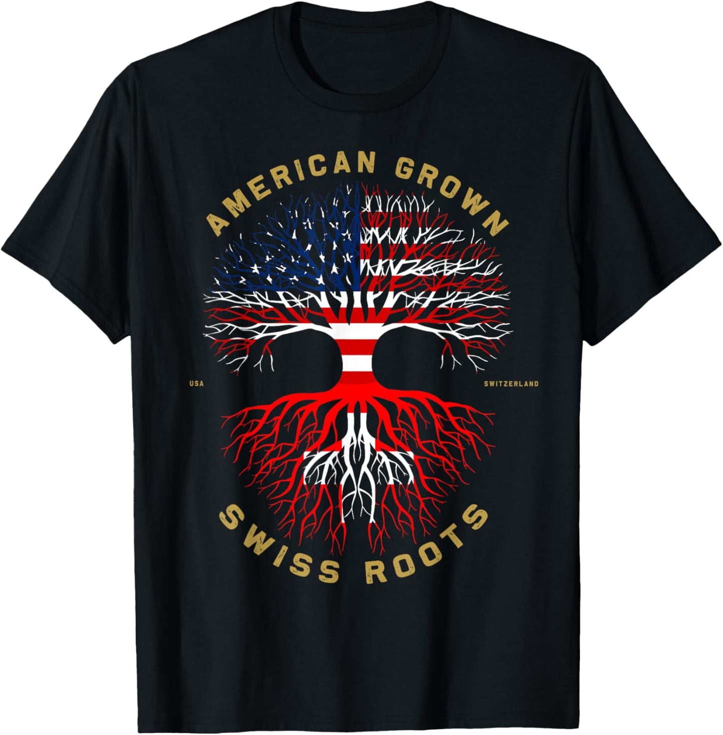 American Grown With Swiss Roots Tree Usa Flag Unique Gift