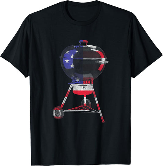Usa Charcoal Kettle Grill T Shirt Stars And Stripes July 4Th