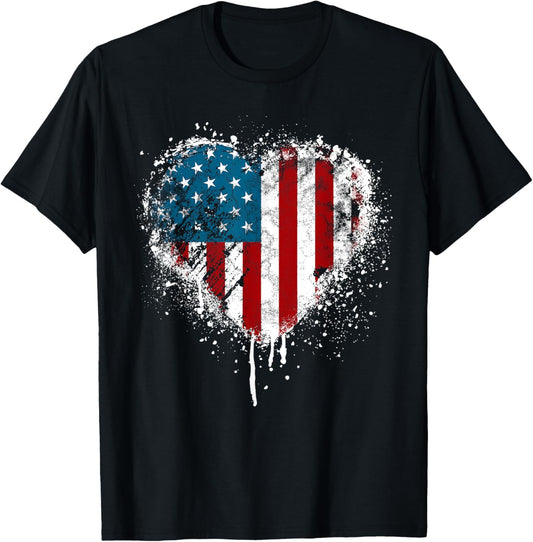 Vintage Usa Heart 4Th Of July Patriotic American Flag