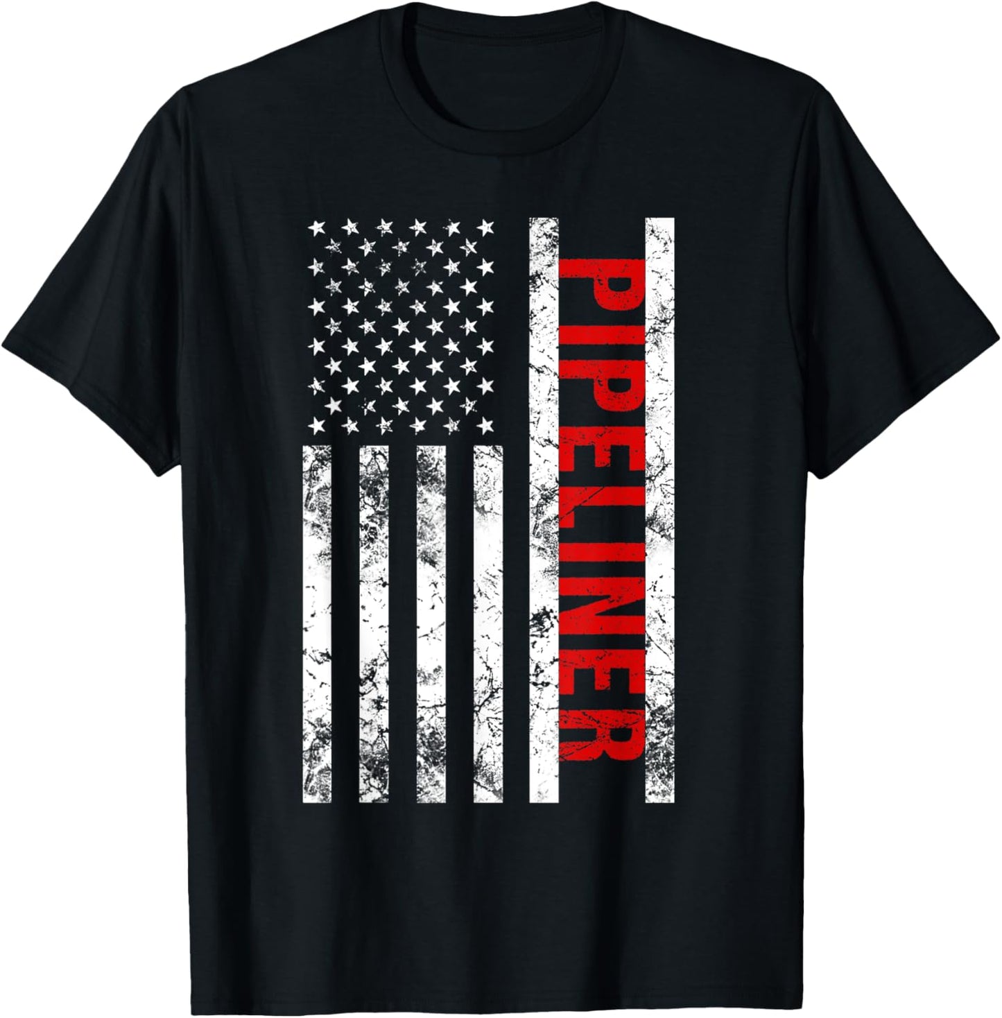 Mens Pipeliner American Flag Welder Pipeline T Shirt