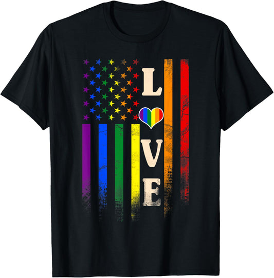 Love Gay Pride Rainbow American Flag