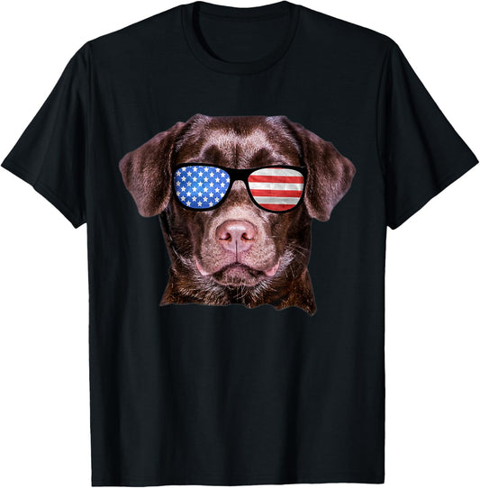 Brown Lab Usa Flag Funny Chocolate Labrador July 4Th