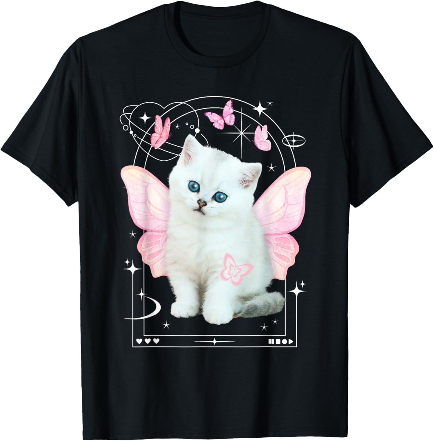 Cute y2k Aesthetic Cat Butterfly Fairy Cyber 2000s Graphic