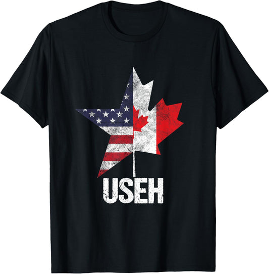 Half Canadian American Useh Canada Usa Flag United States