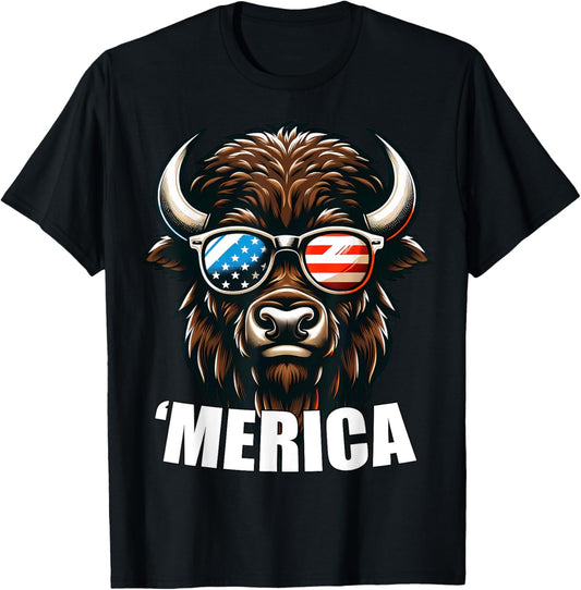 Merica Bison Funny American Patriotic Usa 4Th Of July