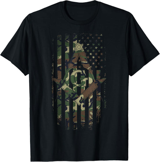 Masonic American Flag Square And Compass Freemason T Shirt